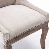 MOOLSUN Fabric Dining Chairs Set of 6, High Back Side Chairs, Modern Padded High-End Tufted Upholstered Chairs with Button-Tufted Back & Rear Pull Tabs, Solid Wood Legs C-Beige-(Wood Legs)