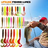 PLUSINNO Fishing Lures, 108PCS Tackle Box with Tackle Included Paddle Tail Swimbaits, Soft Worm Lures, Crappie Jigs Heads, Fishing Gear Bait Lure Kit Gifts for Men Trout Bass Freshwater