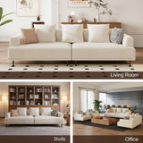 NessCarsti Upholstered Fabric 2-Seater Sofa Couch with Low Back, Beige