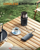 CEVING Hands-Free Blade Coffee Grinder, Cordless Coffee Mill with 5-30S Adjustable Grinding, Triple-Lock Safety & 1500mAh Rechargeable Battery with Removable Bowl, Portable for Camping, Travel, etc.