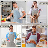 Janmercy 24 Pcs Aprons for Women Men with 2 Pockets Linen Cooking Kitchen Apron Adjustable Bib Chef Apron Bulk Aprons Unisex(Blue, Gray,Thin Stripes)
