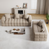 2 Pcs Modern Boneless Sofa for Living Room, Cloud Sectional,Light Brown