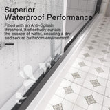 Semi-Frameless Sliding Shower Door 44-48” W x 72" H, 6mm SGCC Tempered Glass Matte Black Hardware, Retractable Waterproof Shower Screen for Walk-in Bathroom & Bathtub Use
