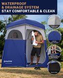 KingCamp Camping Shower Tent, Portable Outdoor Privacy Toilet & Changing Tent Windproof & Waterproof Easy Setup 1 or 2 Room Shelter with Shower Bag for Camping Hiking Beach