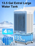 Uthfy 6000 CFM Swamp Cooler Air Conditioner, Outdoor Evaporative Air Cooler with 13.5 Gal Water Tank, Remote, 4 Ice Packs, 120° Oscillation, 12H Timer, 47" Evaporative Cooler for Patio, Garage