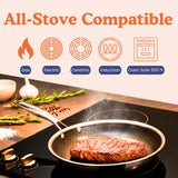 Ziruma Non-Toxic Frying Pan, Non Stick 9.5" Fully Clad for Fast & Even Heat, PFOA-Free, Premium 304 Stainless Steel Handle, Induction Compatible, Oven Safe to 500°F