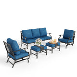 MIXPATIO 5-Piece Wrought Iron Patio Conversation Set, Rocking Chairs