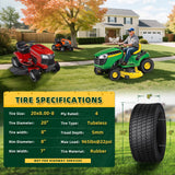 Wiltire 2 Pack 20x8.00-8 Lawn Mower Tire Tubeless,20x8x8 Lawn Tractor Riding Mower Turf Tire for Zero Turn Mowers,Garden Tractors, Golf Carts,and Farm Equipment,20x8-8 Tire, 4 Ply,965lbs Capacity