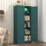 Polup 71" Green Metal Kitchen Pantry Storage Cabinet with Doors and Shelves
