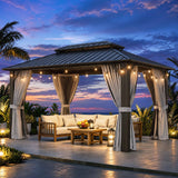 Aoxun 14'x10' Hardtop Gazebo with Hanging Lights, Gray