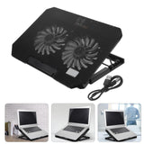 Black Plastic Laptop Cooling Pad Stand with Fan and USB Interface
