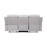 MOOLSUN Living Room Furniture Set Corduroy Recliner Compartments and Cup Holders Reclining for Home Theater/Office（A-Grey White Microfiber,Sofa(3 Seater)）