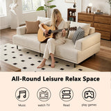 109.4” Modern Nordic-Style Fabric Sofa in Beige, offering Spacious Seating for Comfortable Support. Suitable for Living Rooms, bedrooms, and Offices. (82.67inch-3Seats)