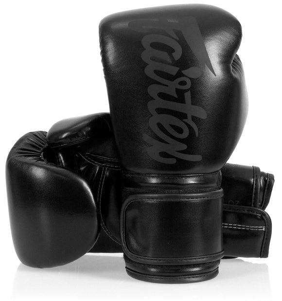 Fairtex BGV14 Muay Thai Boxing Microfibre Gloves for Men, Women, Kids | MMA Gloves, Kickboxing, Gym, Workout | Premium Quality, Light Weight & Shock Absorbent Boxing Gloves- (Solid Black/14oz) Fairtex