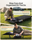 Sportneer Camping Cot: 31.5’’ Extra Wide Compact Sleeping Cots with Side Pocket - Lightweight Folding Cot for Camping Traveling Tent Day, Carry Bag Included, Easy Setup - Size 74.8''x31.5''