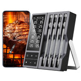 Wireless Meat Thermometer with Smart Timer & APP Alerts, 800ft Bluetooth Grill Food Thermometer, 4 X 0.19In Ultra Thin Probes, ±0.5℉ Accuracy, Big Digital Backlit Screen