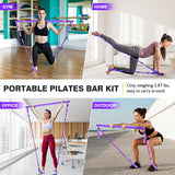 Ayombo Pilates Bar, Pilates Equipment with Adjustable Exercise Bands, Multifunctional Pilates Bar Kit with Resistance Bands for Women,Home Gym Workout Equipment