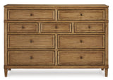 Signature Design by Ashley Sharlance Casual 9-Drawer Dresser with Felt-Lined Top Drawer and Easy Glide for Bedroom, Light Brown