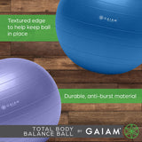 Gaiam 05-51980 Total Body Balance Ball Kit - Includes 55cm Anti-Burst Stability Exercise Yoga Ball, Air Pump & Workout Video - Purple Gaiam