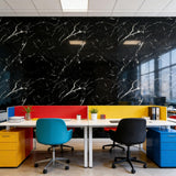 Qorqeous Black Statuario Marble Peel and Stick Wallpaper, Glossy Texture Vinyl Wall Panels, Waterproof Renter Friendly, 23.6" x 118", TV Accent Wall, Bathroom, Foyer, Coffee Shop Decor