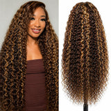 ALSZIQIHR Highlight Ombre Water Wave 13x4 HD Lace Front Wig Human Hair 34In