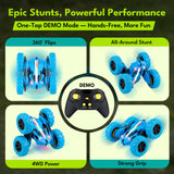 Threeking RC Stunt Car Remote Control Cars with Quick-Swap Modular Battery, 5 Upgrades: Safety, Durability, Auto Demo, Eye-Safe LEDs, Type-C Charging, Toys Presents Gifts for Boys Girls Kids Ages 6-12