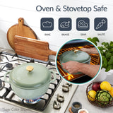 Best Choice Products Non-Stick Pot & Pan Cookware Set, Cast Iron, 2Qt Skillet W/Lid, 10" Grill Or Griddle Pan W/Press, 6Qt - Vanilla
