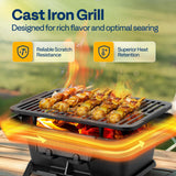VIVOHOME Rectangle Cast Iron Charcoal Grill with Double-Sided Grate, Portable Outdoor BBQ Grill, Compact Tabletop Grill Stove (Note: The charcoal grid is made of stainless steel, not cast iron)