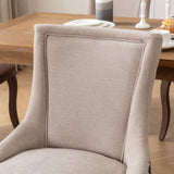 MOOLSUN Fabric Dining Chairs Set of 4, High Back Side Chairs, Modern Padded High-End Tufted Upholstered Chairs with Button-Tufted Back & Rear Pull Tabs, Solid Wood Legs Beige+Black(Wood Legs)