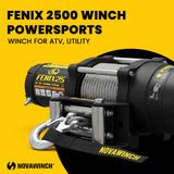 Novawinch Fenix 2500 Wire Cable Winch - 2500 lb Electric Winch 12 Volt - ATV UTV Pulling Winch - Steel Wire Rope with 4 Way Roller Fairlead - 3 Stage Planetary Gearbox - Mechanical Load Holding Brake