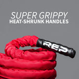 REP Battle Ropes - PolyDacron Battle Rope for Strength and Conditioning Workouts – 1.5" and 2" Diameter, 30ft, 40ft, 50ft Lengths with Optional Cover Sleeve (Red with Sleeve, 2.0 x 50 ft)