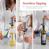 Rechargeable Electric Wine Opener Set with Aerator, Foil Cutter & Vacuum Stoppers – Automatic Wine Bottle Opener Kit with Portable Case – 7 Piece Wine Gift Set (Silver)