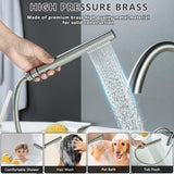 SUBEIXI Roman Tub Faucet with Hand Shower 3 Hole Deck Mount Tub Filler Bathtub Faucet with Sprayer High Flow Bathtub Faucet Set, Brush Nickel