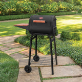 Pro Charcoal Grill and Smoker with Cast Iron Grates, Premium Wood Shelf and Damper Control, 250 Cooking Square Inches in Black Char-Griller
