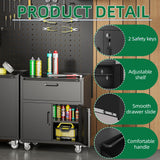 Metal Garage Storage Cabinets System, 7-Pcs Workshop Tool Cabinet Set,Black