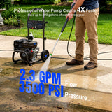 MUTAOMAY 3500 PSI Gas Pressure Washer, 2.3GPM Gas Powered Power Washer with 209cc OHV Engine, Soap Tank, 25FT Pressure Washer Hose,Pressure Gun & 4 Nozzles for Cars/Driveways/Homes/Patios
