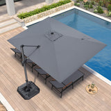 PURPLE LEAF Patio Umbrella 9' x 11.5' Rectangle 360° Rotation Light Grey