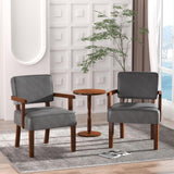 FAGAGA Accent Chairs Set of 2, 2 Solid Wood Armchairs with Side Table