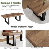 Rustic Extendable Dining Room Table for 8 10, 70.9" (86.6") x 31.5", Rectangular Dinner Table for 6-10, Mid Century Modern Expandable