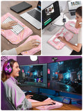 3-in-1 Ergonomic Keyboard Stand with Wrist Rest & Mouse Pad Set,Pink Marble