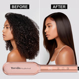 Terviiix Hair Straightener Brush Rose Gold - Ionic Anti-Frizz Hair Straightening Comb with MCH Heater, 13 Heat Settings, Fast Heating 20S, Dual Voltage, for Smooth & Shiny Hair