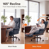 Teddy Fleece High Back Executive Office Chair with Flip Armrests (Grey)