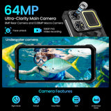 LAGENIO Rhino 1 Pro Android 16 Rugged Smartphone, 12000mAh Battery, 130dB Loudest Dual Stereo Speakers, 24GB+256GB 64MP Rear Camera 6.9" Tough Phone, Built-in 400 Lumens Camping Light, 4G/NFC/eSIM/OTG