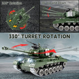 Supdex 1:18 RC Tank That Shoot BBS, 2.4G Metal US M26 Pershing Remote Control Model Toys, Army Tank Toy with Smoke, Lights, Sound and Recoil,Military RC Vehicle for Adults and Kids 6+Year Old