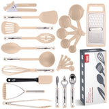 Kitchen Utensils Set, Cooking Utensil Set Kitchen Gadgets, Pots and Pans set Nonstick and Heat Resistant, 24 Pcs Nylon and Stainless Steel