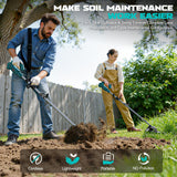 Cordless 2-in-1 Tiller Cultivator & Weed Wacker Compatible with Makita 18V Battery (Tool Only), Ecarke Brushless Electric Garden Tiller Weed Eater, 9" Tilling Width 9.4" Depth for Soil Cultivation