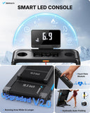 MERACH Treadmills for Home with Incline 0%-15%, 300 LBS Capacity Double Deck Foldable Treadmill with Incline, 0.5-7.5MPH Quiet 2.5HP Brushless Incline Treadmill LED Display with Smart APP