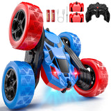Hamdol STEM Remote Control Car for Kids, 360° Spinning Double-Sided Coloured Design RC Stunt Car with LED Lights, USB-C Rechargeable Educational Toy for Boys Ages 6–12, Ideal Birthday