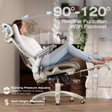 ELABEST X100 Ergonomic Mesh Office Chair with Footrest, Big and Tall Home Desk Chair with 5D Flip-Up Arms, Adjustable 3D Lumbar Support, Gaming & Executive Computer Chair (First Light)