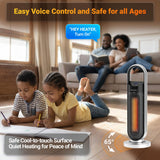 Emerson SmartVoice 23" Tower Space Heater, Offline Voice Control, 1500W Fast Heating, 65° Oscillation, Sleep Timer, Remote & Touch Control
